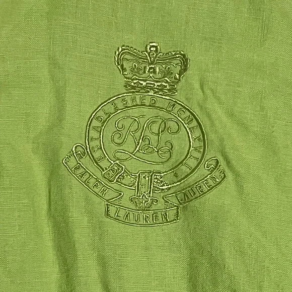 Lauren Ralph Lauren 100% linen logo button down shirt, flip sleeve, small - Picture 4 of 5